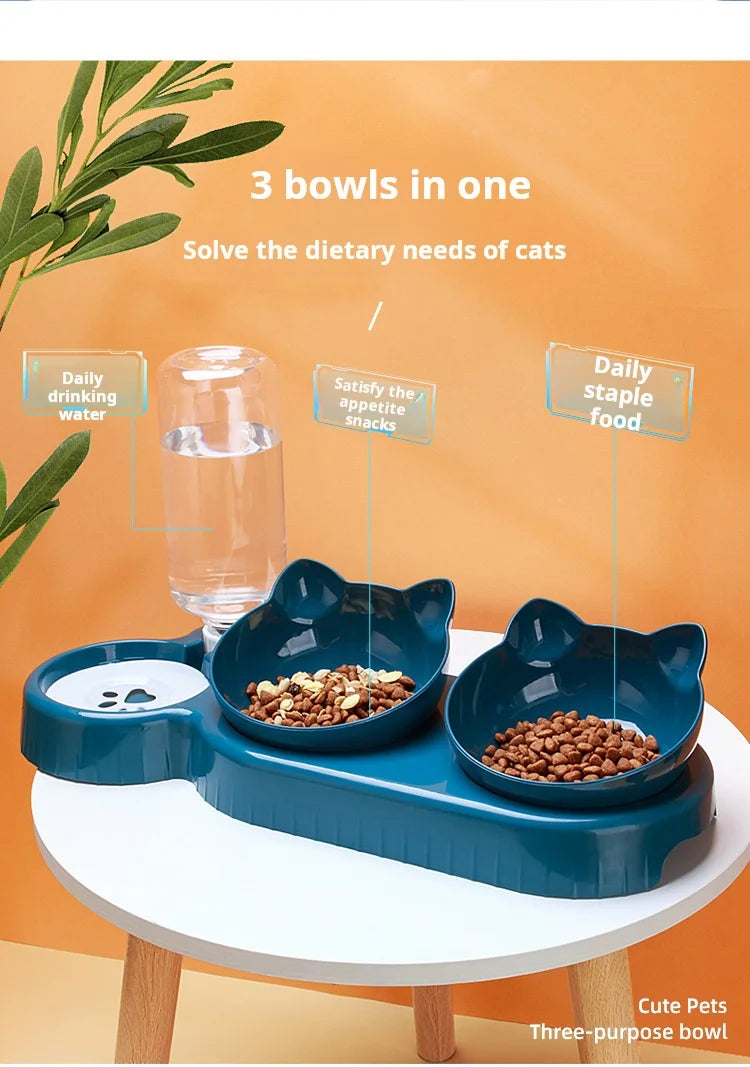3-in-1 Cat Feeding Bowl