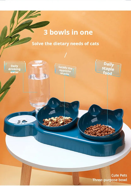 3-in-1 Cat Feeding Bowl