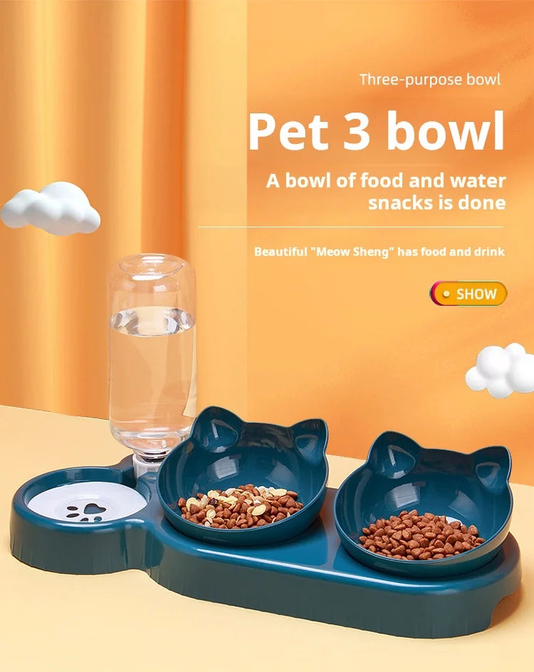 3-in-1 Cat Feeding Bowl